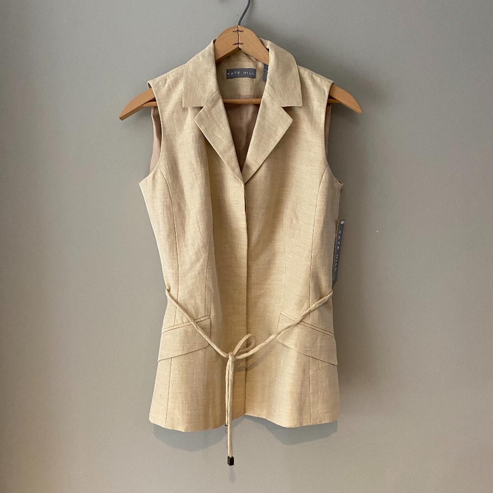 NWT Kate Hill Linen Blend Blazer Shirt/Vest Set